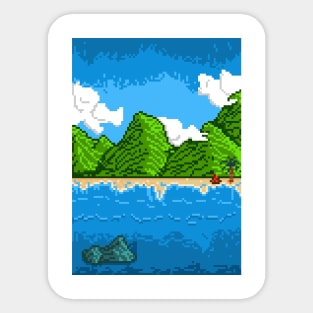 Deserted Island Pixel Sticker